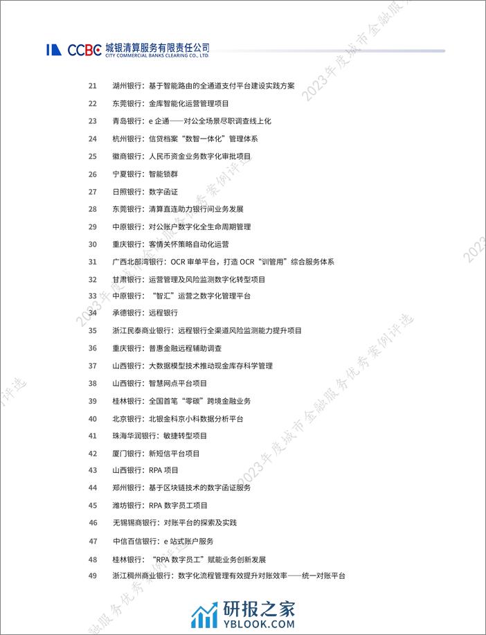 城银清算：2023年度城市金融服务优秀案例评选优秀案例集 - 第3页预览图