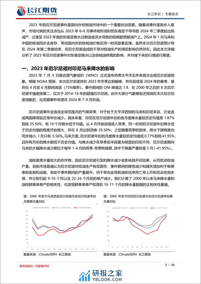 长江专题：干旱不及预期和过量降水，2023年厄尔尼诺对棕油的影响到底如何？-20240202-长江期货-10页 - 第2页预览图