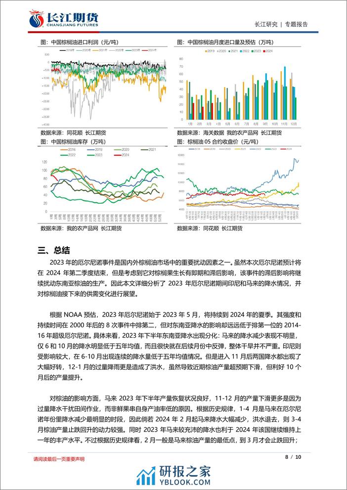 长江专题：干旱不及预期和过量降水，2023年厄尔尼诺对棕油的影响到底如何？-20240202-长江期货-10页 - 第8页预览图