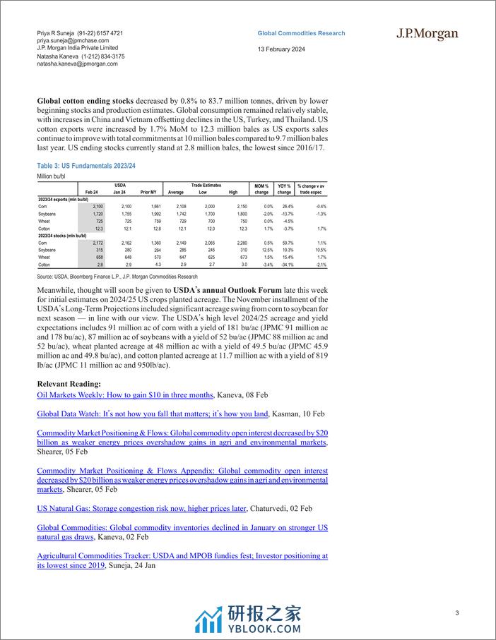 JPMorgan Econ  FI-Agricultural Commodities Update February WASDE data wrap-106503546 - 第3页预览图