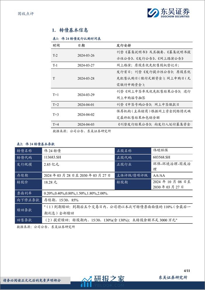 固收点评：伟24转债，中国环境保护产业骨干企业-240328-东吴证券-11页 - 第4页预览图