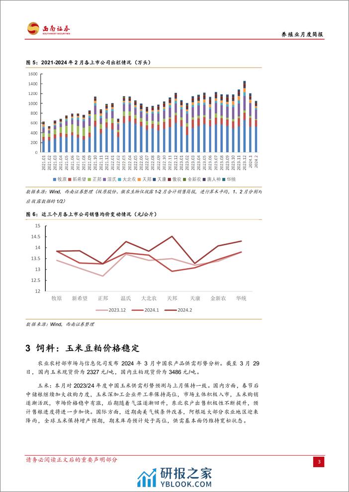 农林牧渔行业养殖业月度简报：预期好转，猪价上行趋势确立-240404-西南证券-11页 - 第6页预览图