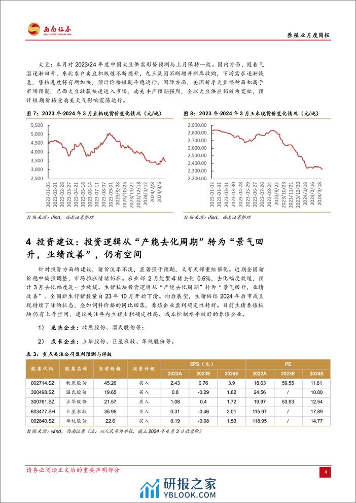 农林牧渔行业养殖业月度简报：预期好转，猪价上行趋势确立-240404-西南证券-11页 - 第7页预览图