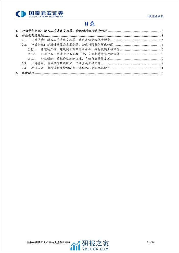 行业景气度观察系列3月第4期：新房二手房成交改善，资源材料涨价信号频现-240402-国泰君安-14页 - 第2页预览图