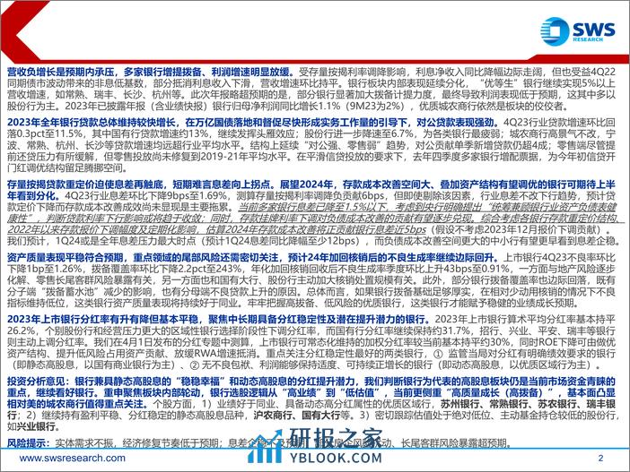 银行业2023年报综述：营收预期内承压，高拨备奠定高质量成长-240408-申万宏源-39页 - 第2页预览图