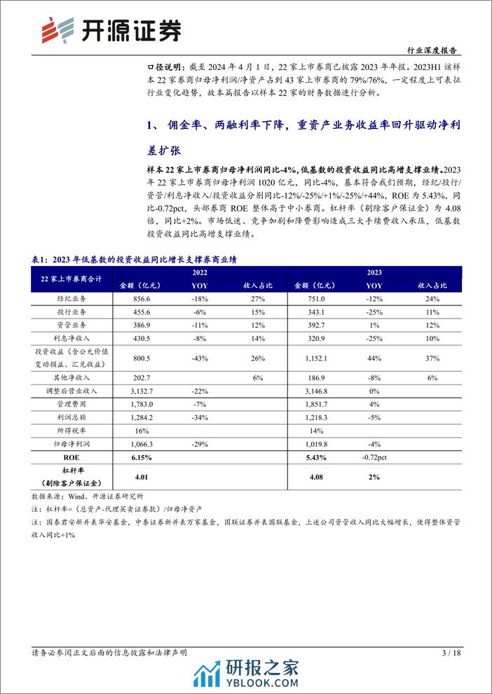 非银金融证券行业2023年报综述暨2024Q1前瞻：投资收益支撑业绩，关注券商结构性机会-240409-开源证券-18页 - 第3页预览图