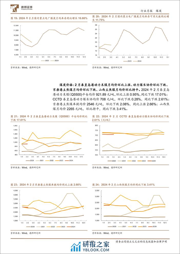 煤炭行业月报：产量收缩开启，静待需求复苏-240319-德邦证券-10页 - 第8页预览图