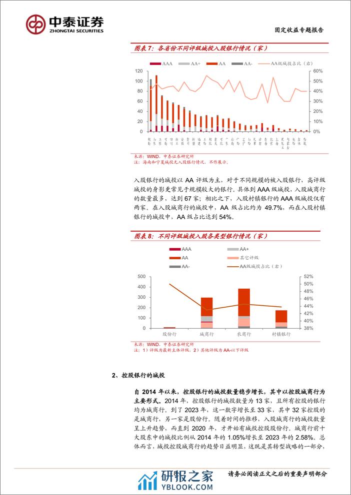 固定收益专题报告：城投入股银行怎么看？-240325-中泰证券-14页 - 第8页预览图