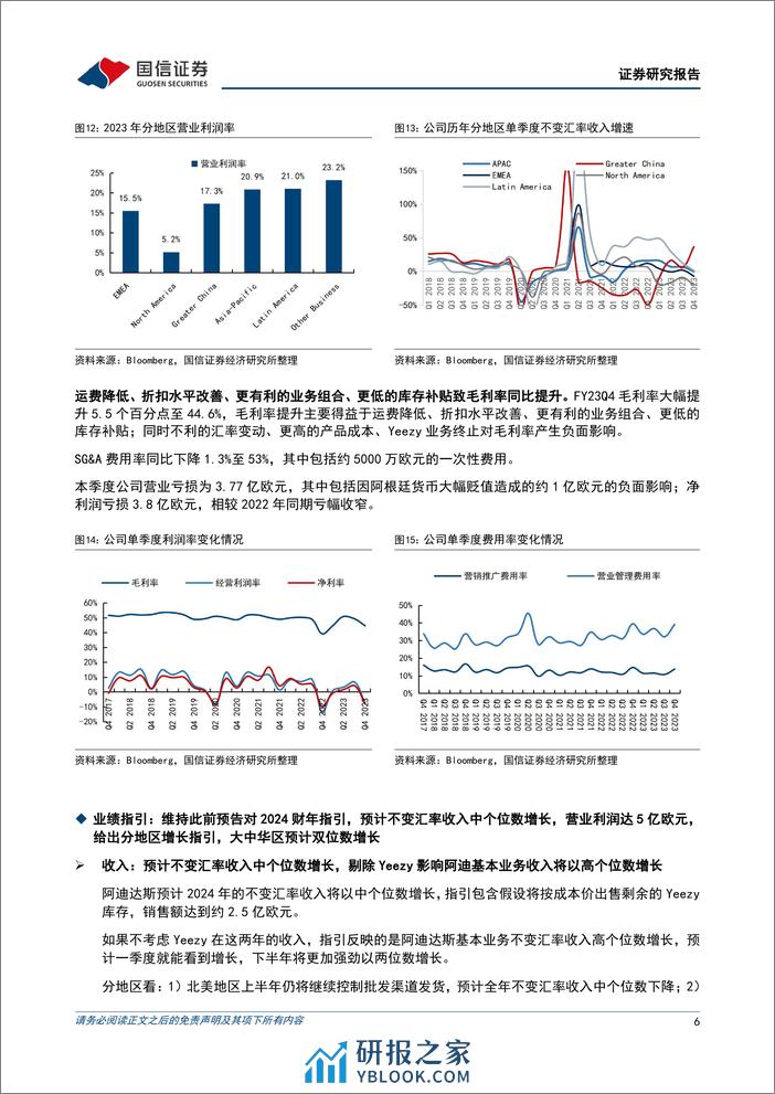 纺织服装海外跟踪系列三十九：阿迪达斯库存下降24%25，四季度大中华区收入增长37%25-240315-国信证券-10页 - 第6页预览图