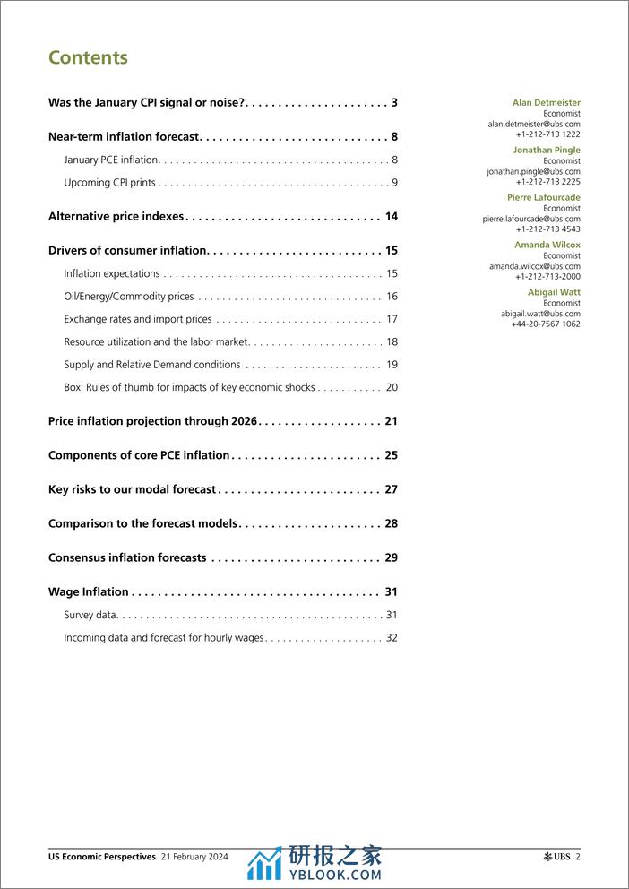 UBS Economics-US Economic Perspectives _US Inflation Monthly Was the Janu...-106614006 - 第2页预览图