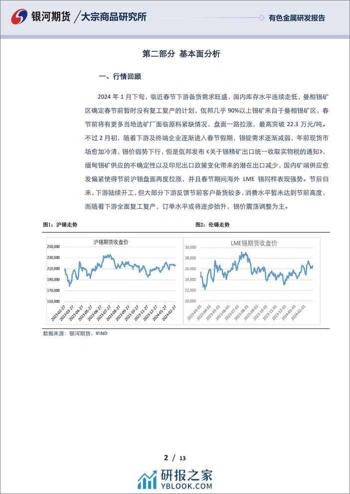 锡3月报：短期锡价震荡调整 关注供给侧扰动影响-20240229-银河期货-13页 - 第2页预览图