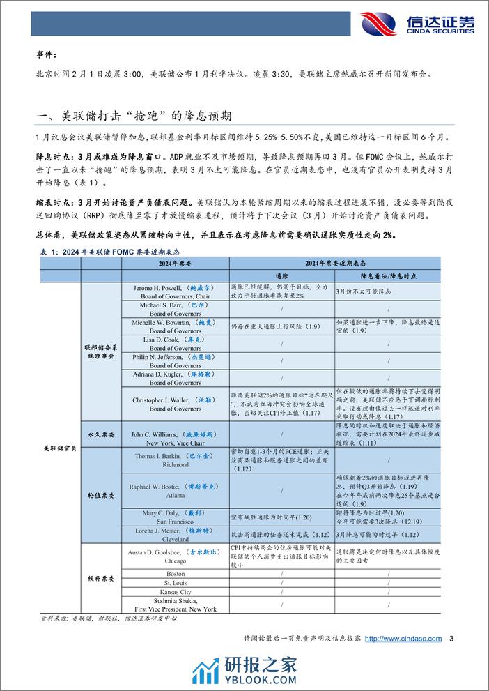 宏观研究专题报告：鱼和熊掌，美联储终究要做选择-20240201-信达证券-10页 - 第3页预览图