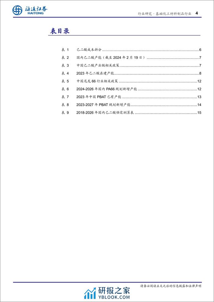 基础化工材料制品行业深度报告：国内供需紧平衡，尼龙66带动己二酸需求增长-240326-海通证券-18页 - 第4页预览图