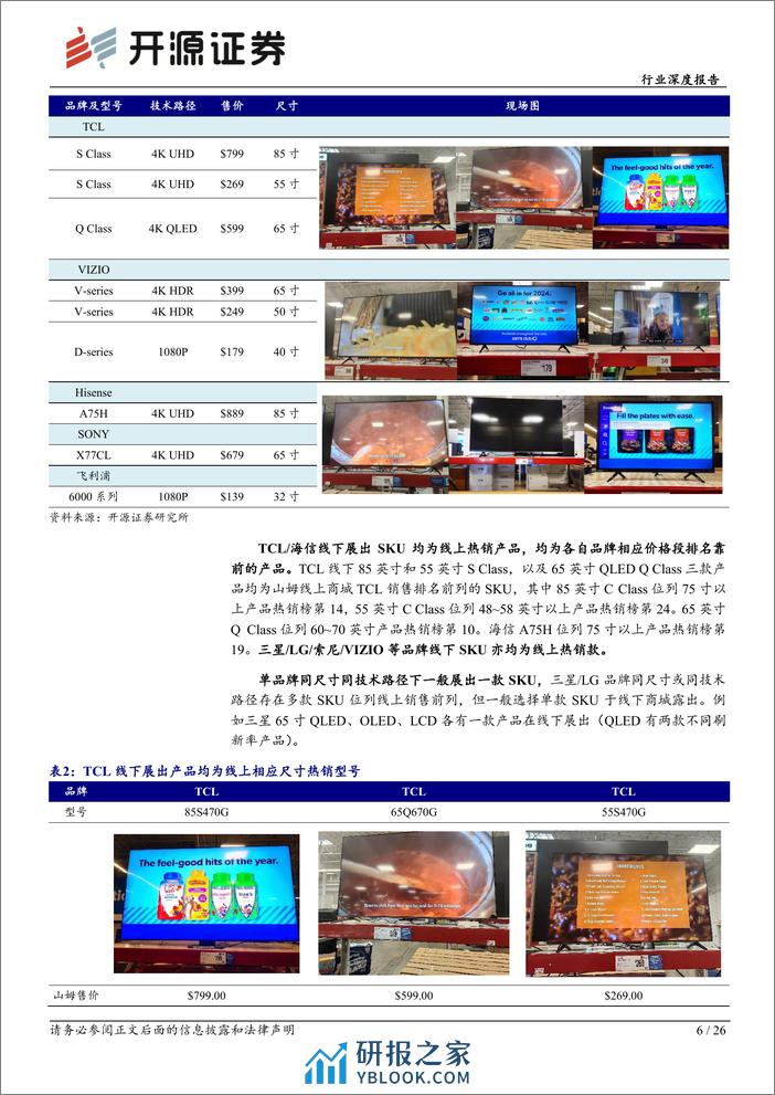 黑色家电行业深度报告：彩电美国线下渠道实录：海信_TCL全渠道覆盖，线下覆盖深度以及中高端份额有提升空间 - 第6页预览图