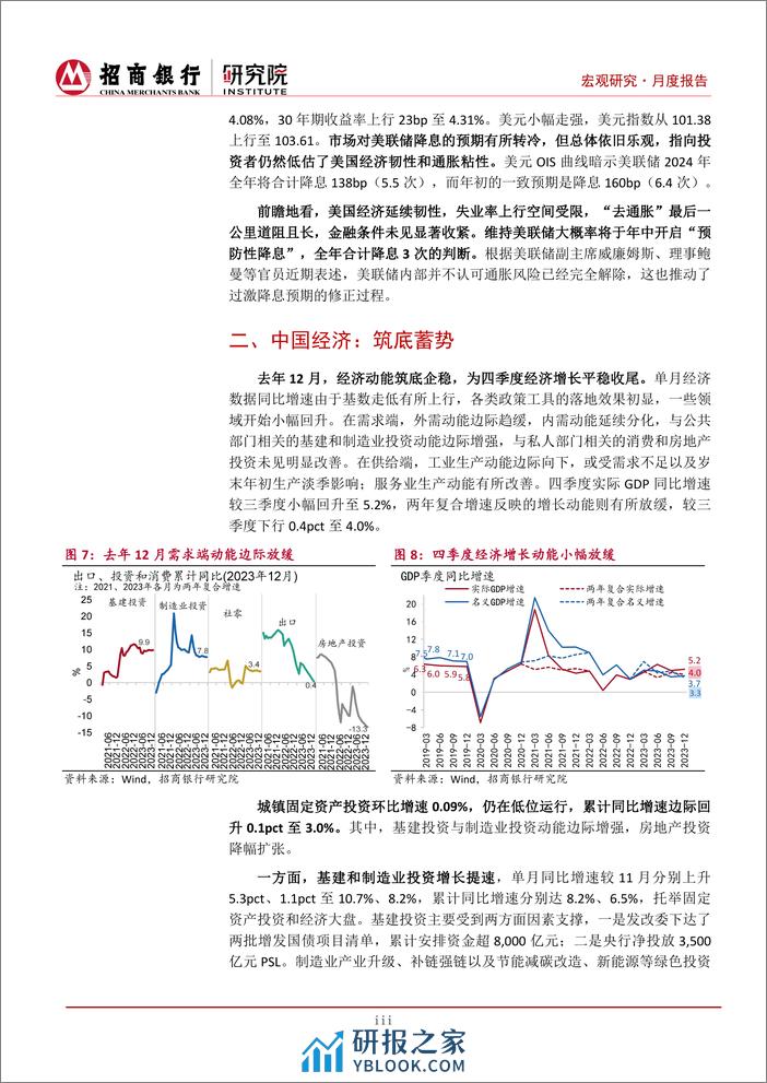 2024年1月宏观月报：美国降息预期下修，中国经济筑底蓄势-20240131-招商银行-12页 - 第5页预览图