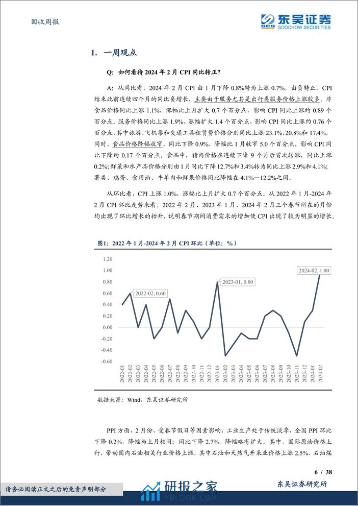 固收周报：如何看待2024年2月CPI同比转正？-240310-东吴证券-38页 - 第6页预览图