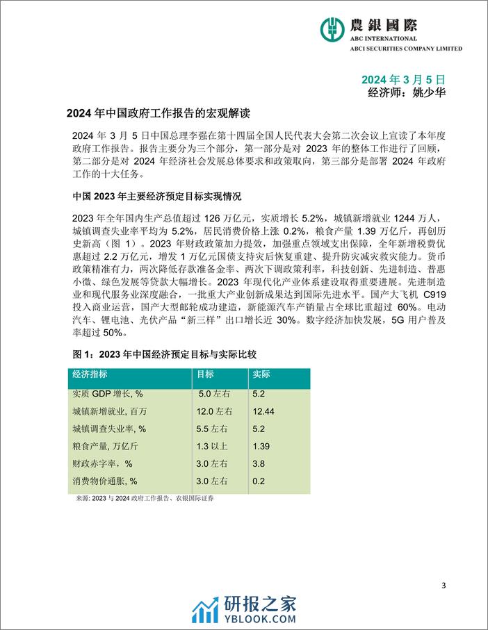 2024年中国政府工作报告宏观、投资策略及行业分析-20页 - 第3页预览图