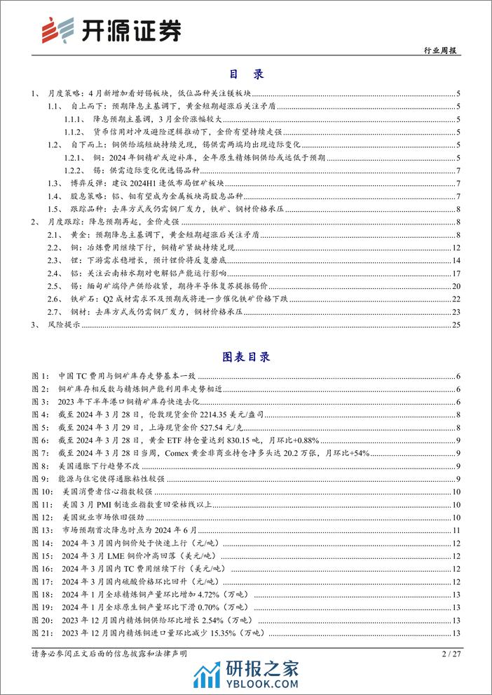 有色金属行业4月投资策略：全球制造业需求预期上修，4月新增加看好锡板块-240407-开源证券-27页 - 第2页预览图