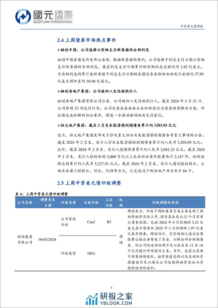 中资美元债：一级市场发行清淡，二级市场高收益优于投资级-240408-国元国际-12页 - 第5页预览图