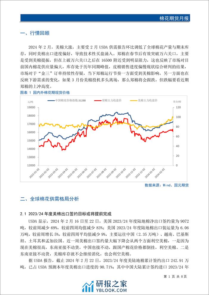 棉花期货月报：美棉驱动效应增强，关注郑棉上半年的机会-20240301-国元期货-10页 - 第3页预览图