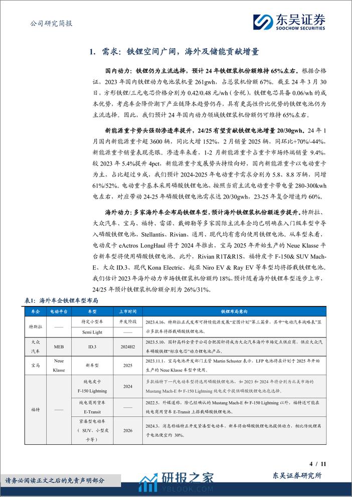 湖南裕能-301358.SZ-铁锂龙头份额持续扩张，加工费触底盈利有望逐步修复-20240402-东吴证券-11页 - 第4页预览图