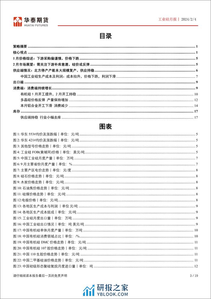 工业硅月报：下游产品价格反弹，硅价或有望止跌反弹-20240204-华泰期货-19页 - 第3页预览图