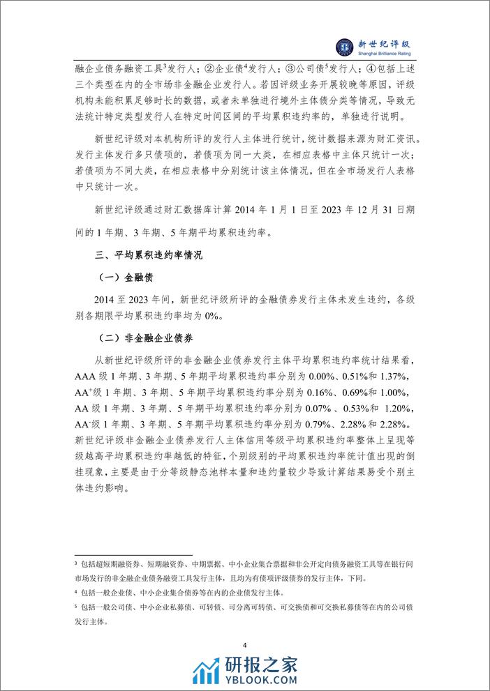 上海新世纪资信评估投资服务有限公司债券发行人平均累积违约率统计情况（2023）-8页 - 第4页预览图