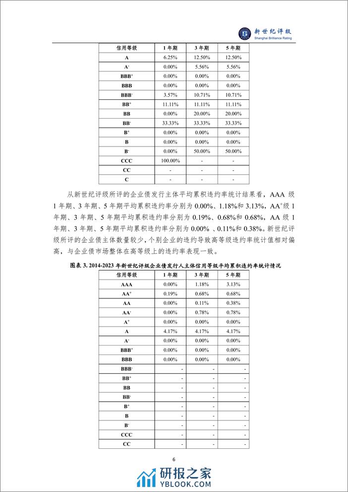 上海新世纪资信评估投资服务有限公司债券发行人平均累积违约率统计情况（2023）-8页 - 第6页预览图