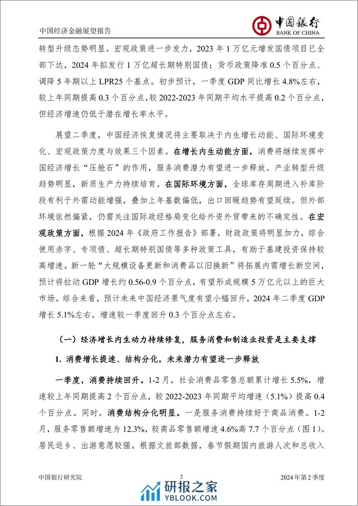 中国经济金融展望报告2024年第2季度(总第58期)：实现5%25左右增长目标仍需加倍努力-240401-中国银行-60页 - 第4页预览图