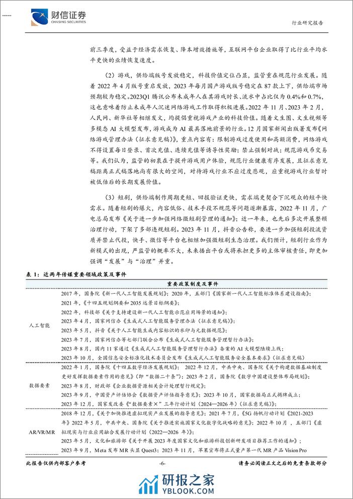 传媒：内容提质与技术创新，期待2024年AI应用落地 - 第6页预览图