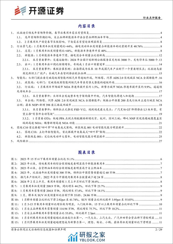 汽车行业点评报告：乘用车行业迎来开门红，比亚迪引领龙年首场降价潮-20240302-开源证券-29页 - 第2页预览图