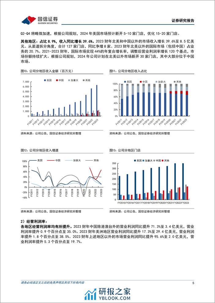 纺织服装海外跟踪系列四十一：露露乐檬第四季度收入增长16%25，库存同比下降9%25-240328-国信证券-11页 - 第5页预览图