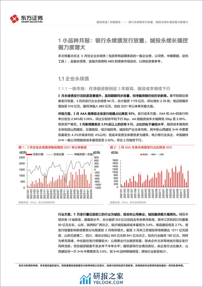 2024年3月小品种月报：银行永续债发行放量，城投永续长端挖掘力度增大-240401-东方证券-23页 - 第5页预览图