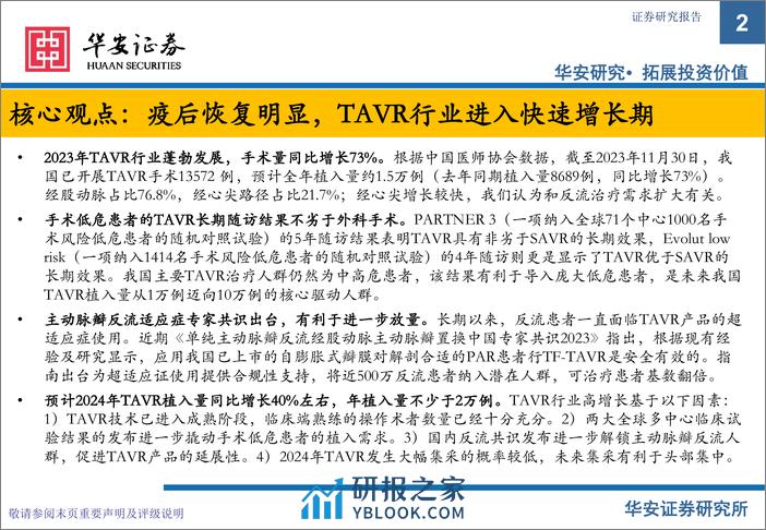 2023年心脏瓣膜行业年度更新：TAVR植入量超预期，打造创新器械出海 - 第2页预览图