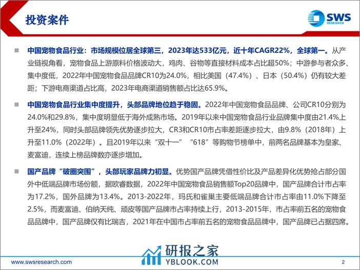 中国宠物食品行业研究框架：长坡厚雪，国产崛起-240327-申万宏源-34页 - 第2页预览图