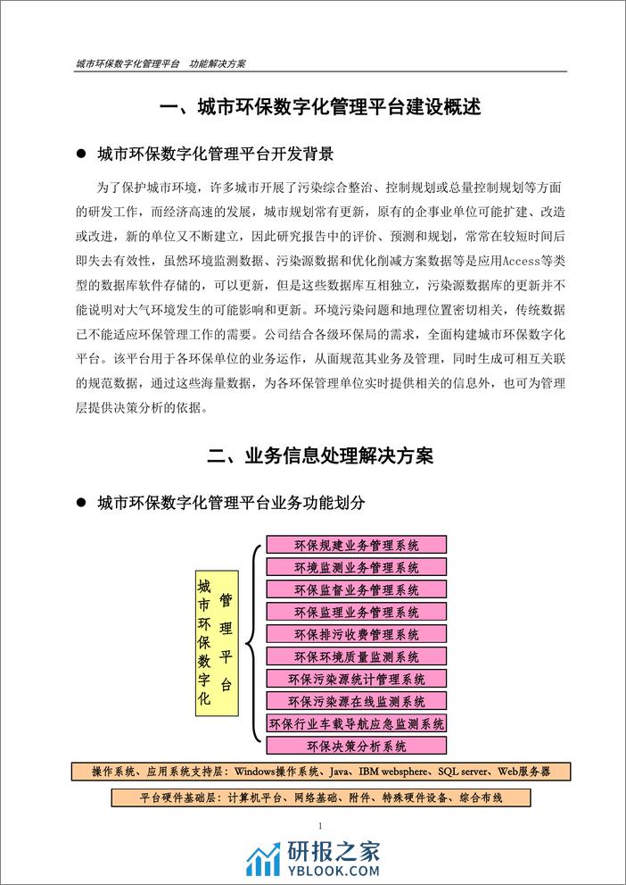 城市环保数字化管理平台功能解决方案（11页 PDF） - 第2页预览图