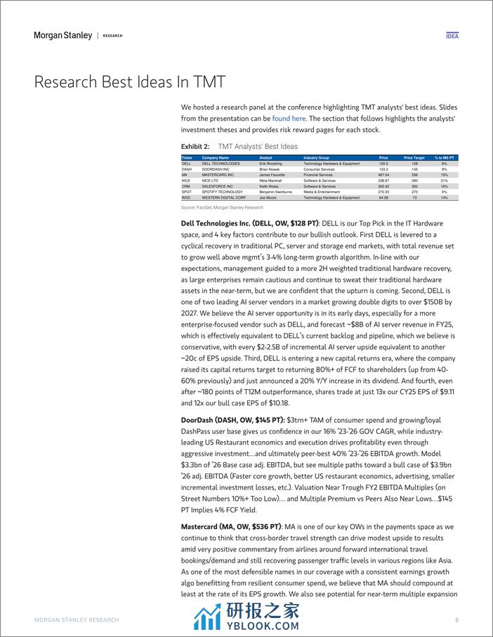 Morgan Stanley-US Thematics Thematic Thoughts  Best Ideas from the TMT Co...-106971642 - 第5页预览图