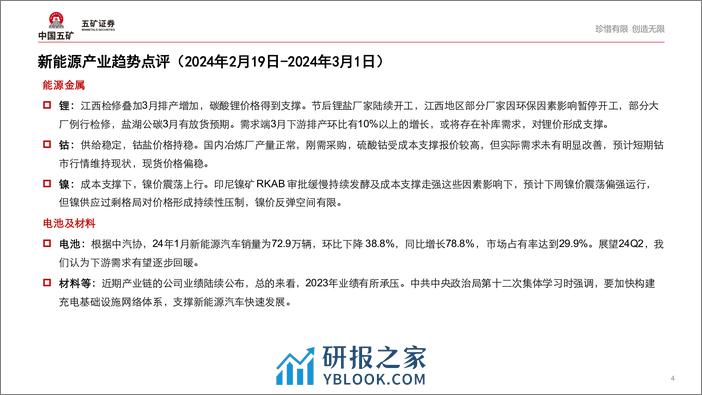 新能源产业趋势跟踪（24年2月下）：江西环保事件发酵，情绪催化锂价上涨-20240306-五矿证券-46页 - 第4页预览图