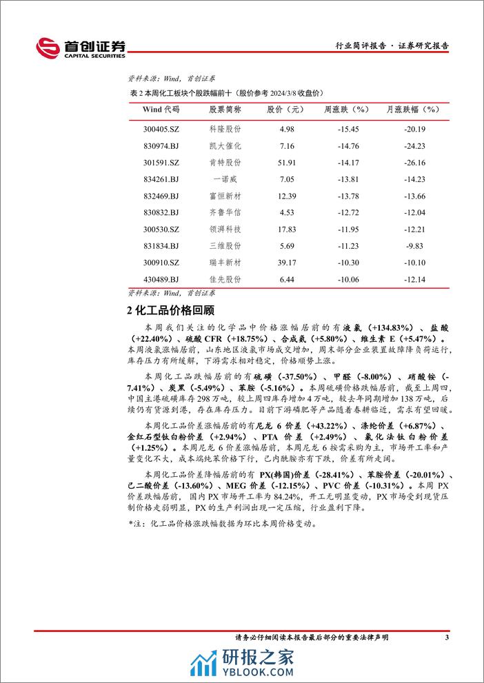 基础化工行业简评报告：液氯价格涨幅居前，华恒生物子公司拟对外投资新项目-240311-首创证券-16页 - 第4页预览图