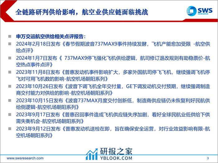 航空行业供应链专题报告：全链路研判供给影响，航空供应链面临长期挑战 - 第3页预览图