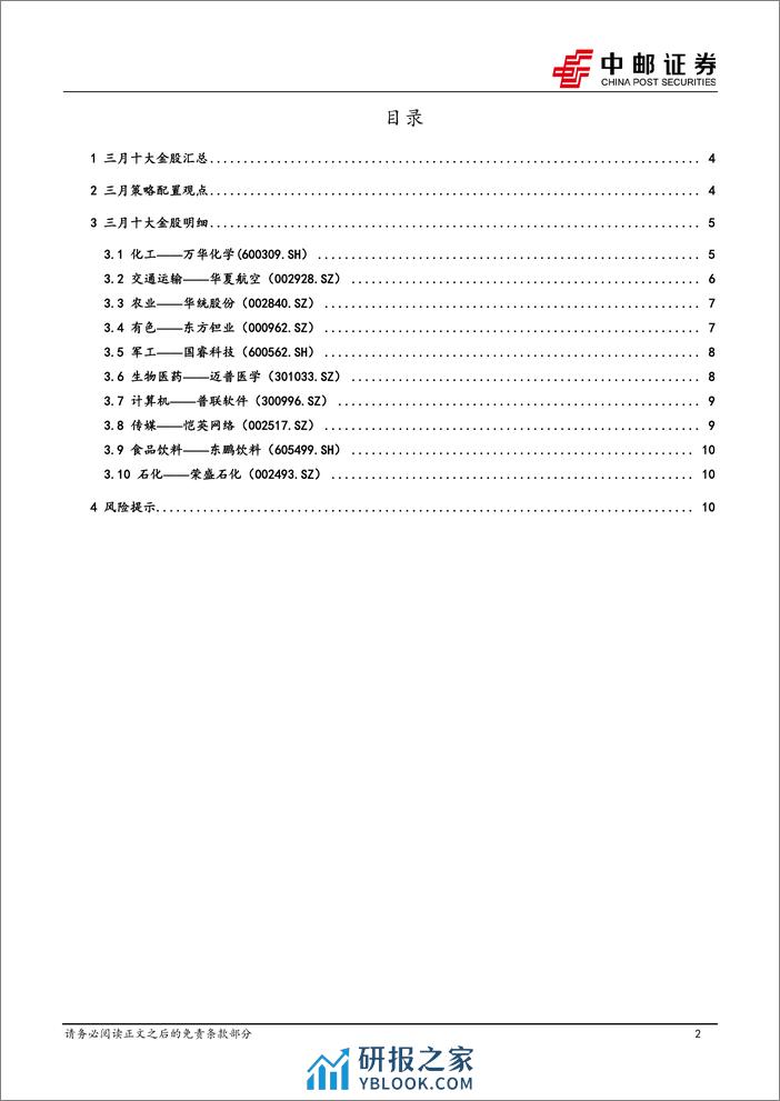 2024年3月十大金股-20240229-中邮证券-13页 - 第2页预览图