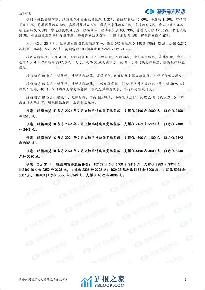 股指期货将震荡整理 黄金期货将偏强震荡 铜期货将震荡偏强 螺纹钢、原油期货将偏弱震荡 铁矿石期货将震荡偏弱-20240221-国泰期货-31页 - 第5页预览图