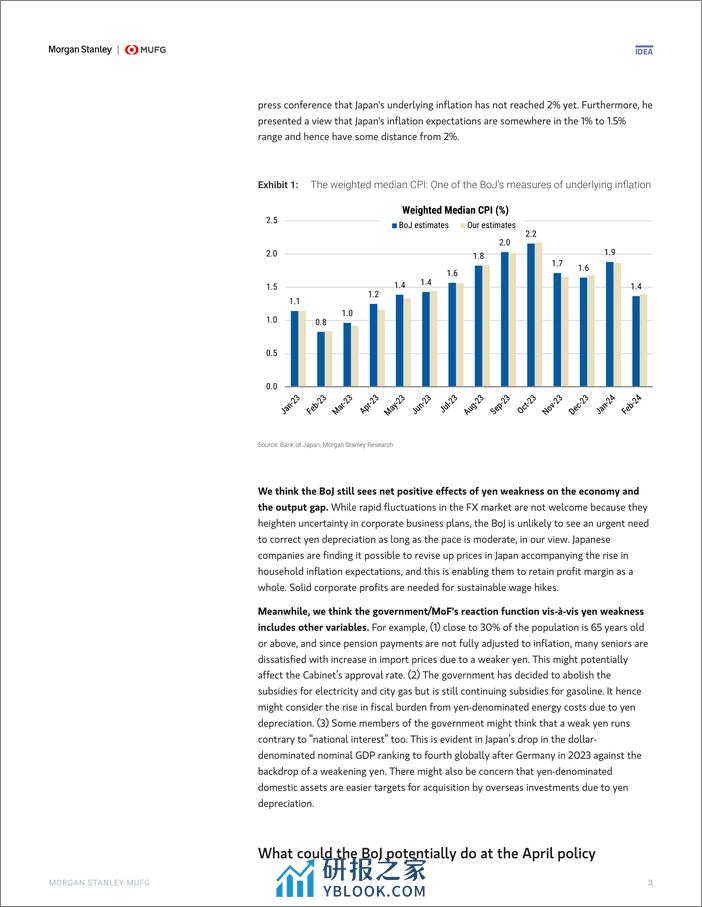 Morgan Stanley Fixed-BoJ Watch  Macro Strategy Will the BoJ Move On Yen Weaknes...-107352931 - 第3页预览图