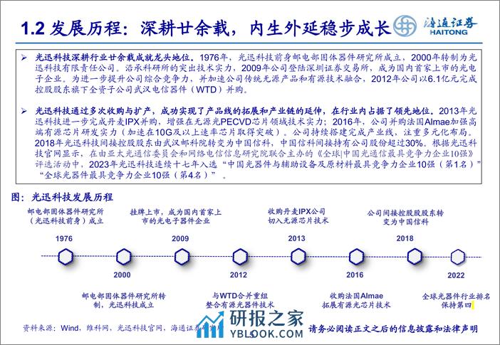 通信行业：《光迅科技深度研究：深耕光器件打造产业标准，垂直化布局成就行业龙头》-240326-海通证券-49页 - 第5页预览图