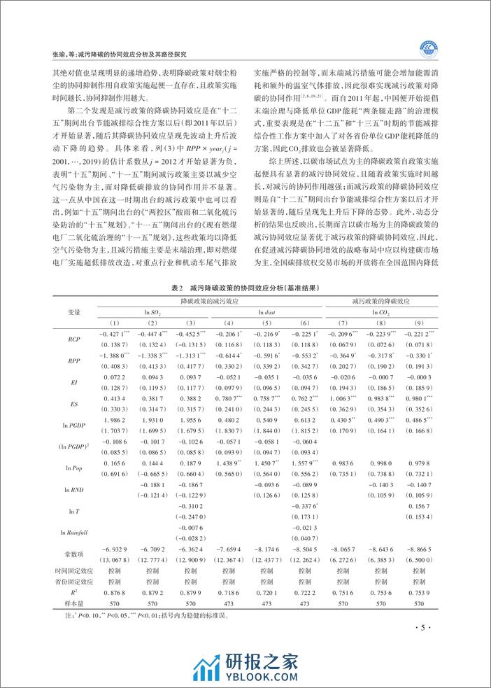 减污降碳的协同效应分析及其路径探究 - 第5页预览图