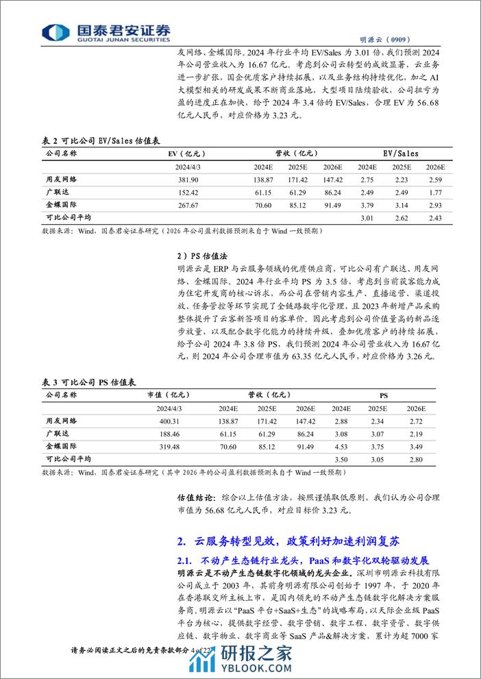 明源云(0909.HK)首次覆盖报告：云转型成果斐然，深度优化业务结构-240406-国泰君安-22页 - 第4页预览图