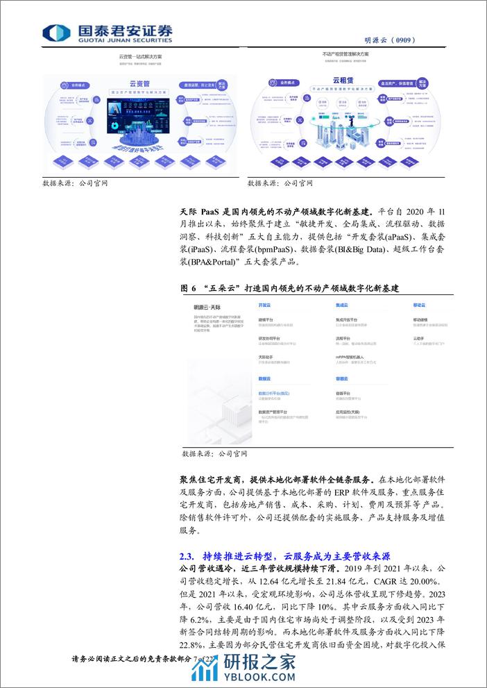 明源云(0909.HK)首次覆盖报告：云转型成果斐然，深度优化业务结构-240406-国泰君安-22页 - 第7页预览图