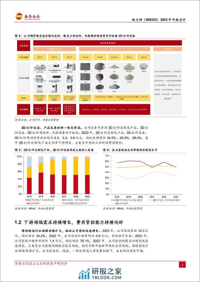 铂力特-688333.SH-国内金属3D打印龙头，“材料+设备+服务”一体化布局-20240331-西南证券-13页 - 第5页预览图