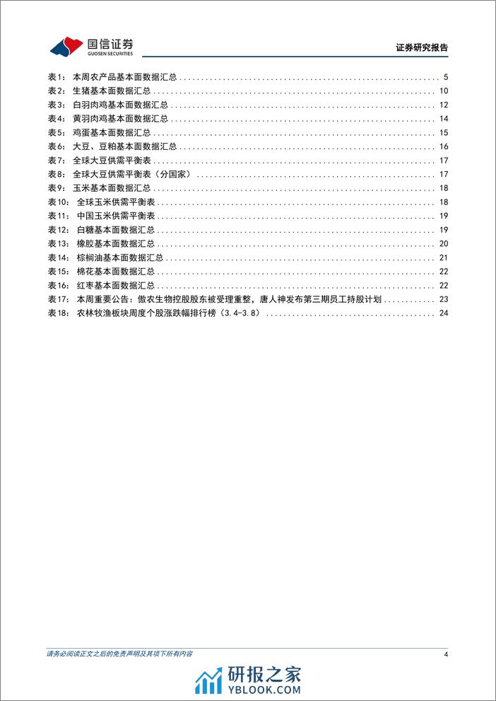 农产品研究跟踪系列报告(99)：生猪挺价情绪缓和，仔猪价格企稳回落-240310-国信证券-27页 - 第4页预览图