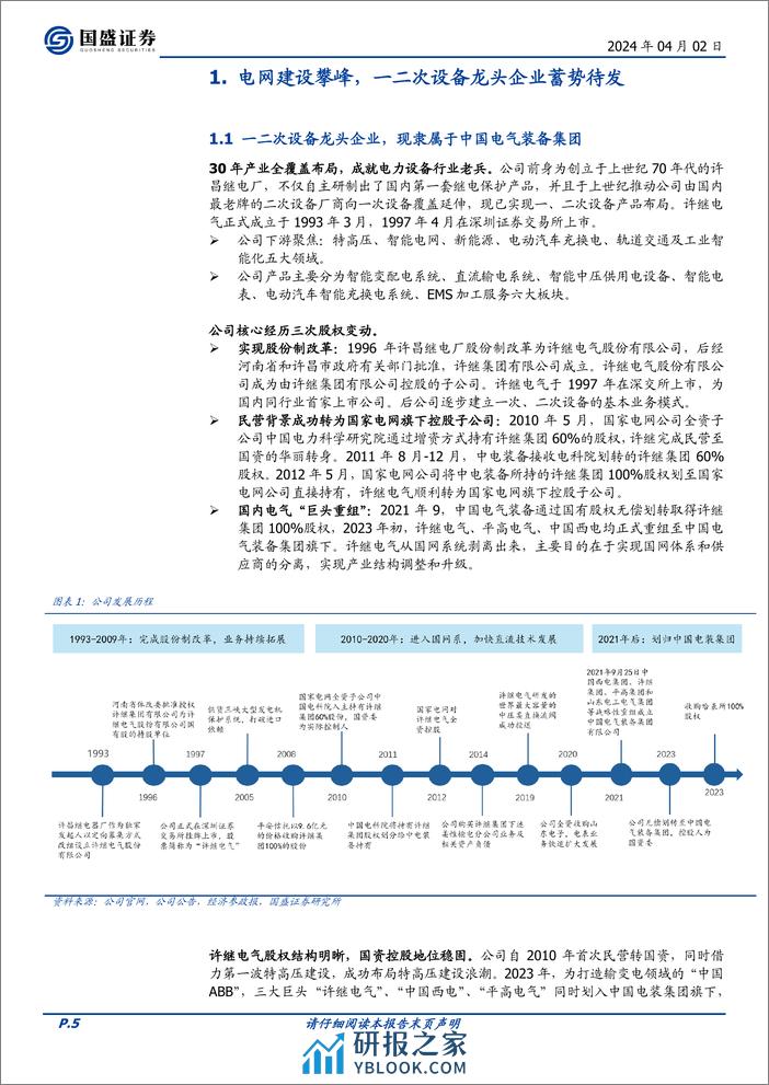 许继电气-000400.SZ-一二次设备龙头企业，柔直放量业绩弹性高-20240402-国盛证券-34页 - 第5页预览图